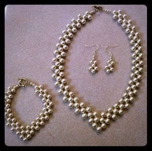 Handmade Ligh golden glass pearls set